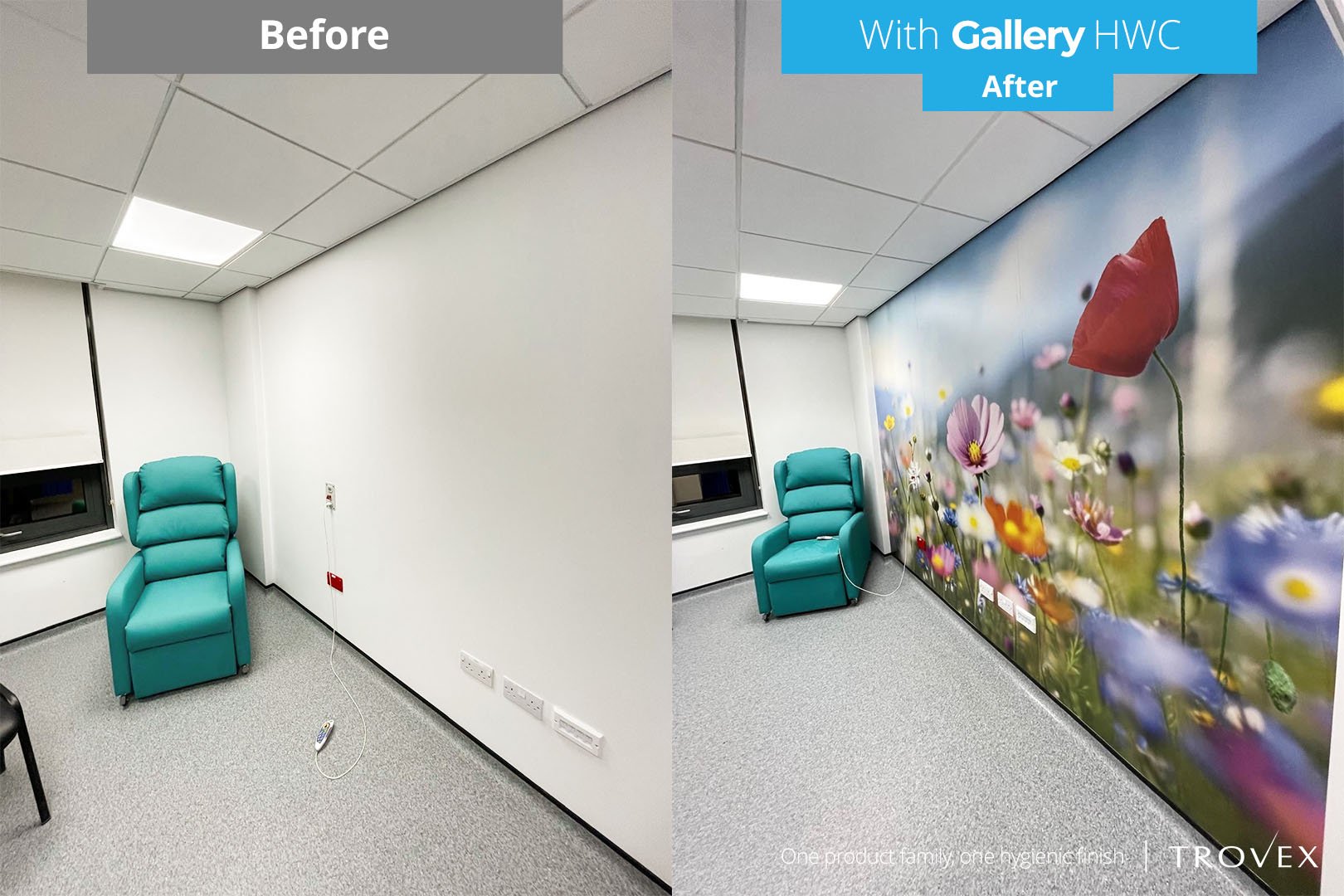 Before and after with Gallery hygienic wall cladding