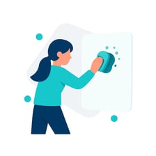 Cleaning wall cladding with soft brushed scrubber
