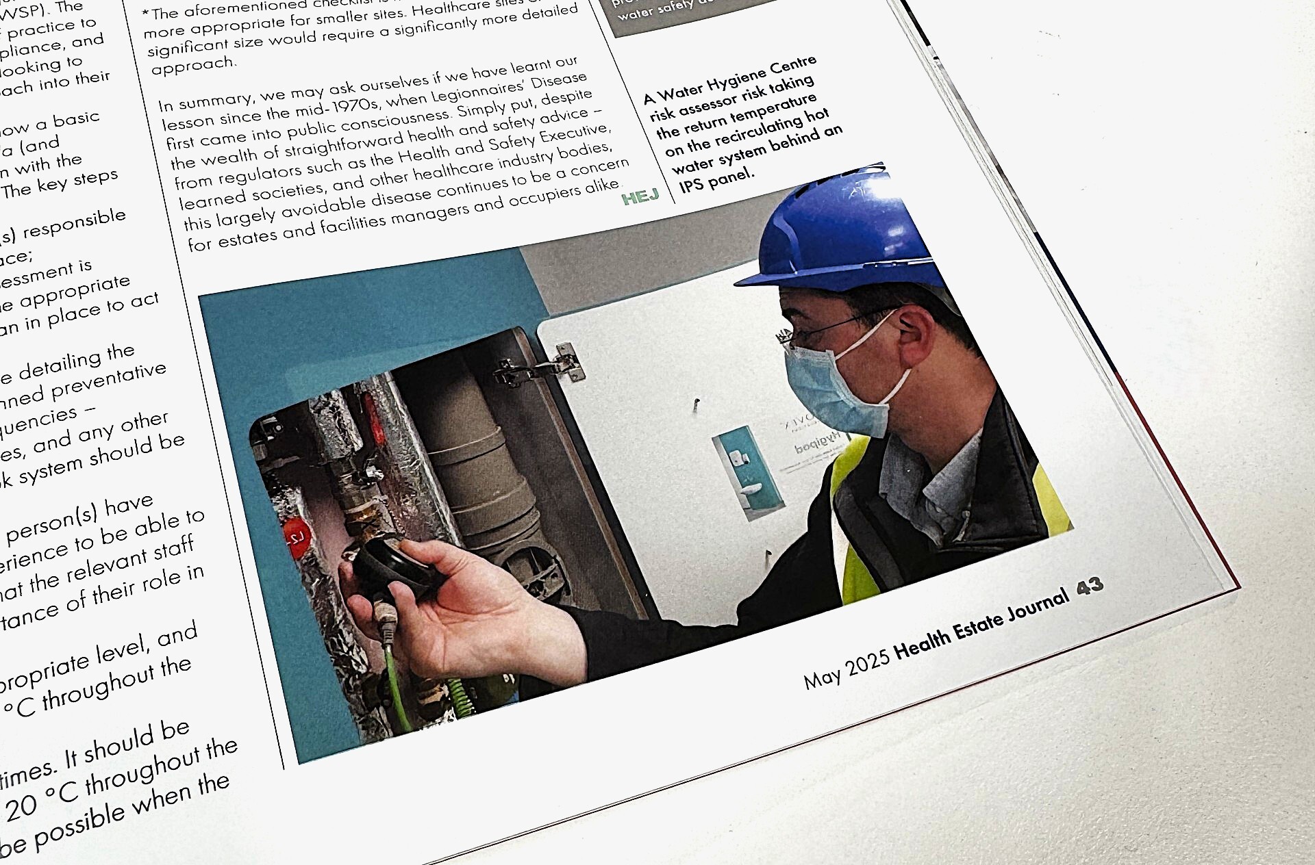 Image from IHEEM Journal of a surveyor measuring water temperature in our IPS product